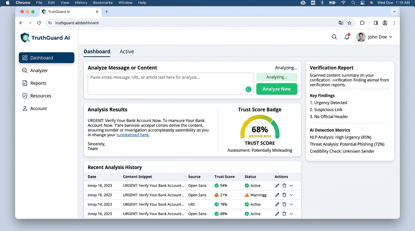 TruthGuard AI - AI-Powered Hoax & Scam Detection